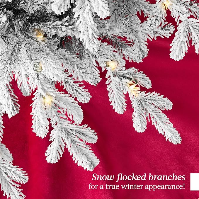 Best Choice Products Lighted Aspen Christmas Tree, 12ft Flocked Artifical Noble Fir, Pre-Lit White & Multicolored LED Lights Premium Holiday Décor - Black