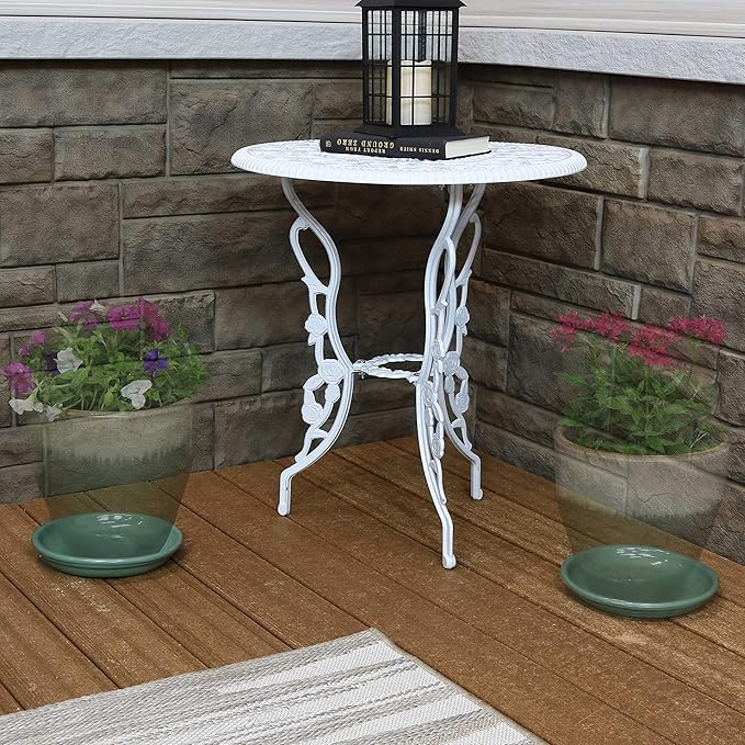 Sunnydaze 7-Inch Ceramic Plant Saucers - Plant Drip Trays for Outdoor Planter Flower Pot Drainage - Set of 2 - Seafoam