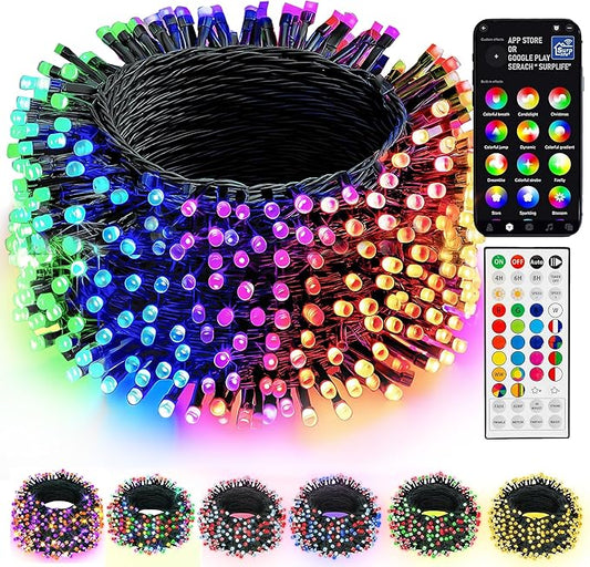 Dazzle Bright Smart Christmas String Lights, 98FT 300 LED RGB Color Changing String Lights with Remote & App Controlled, Halloween Decorations for Indoor Outdoor Holiday Xmas Tree Party Decor