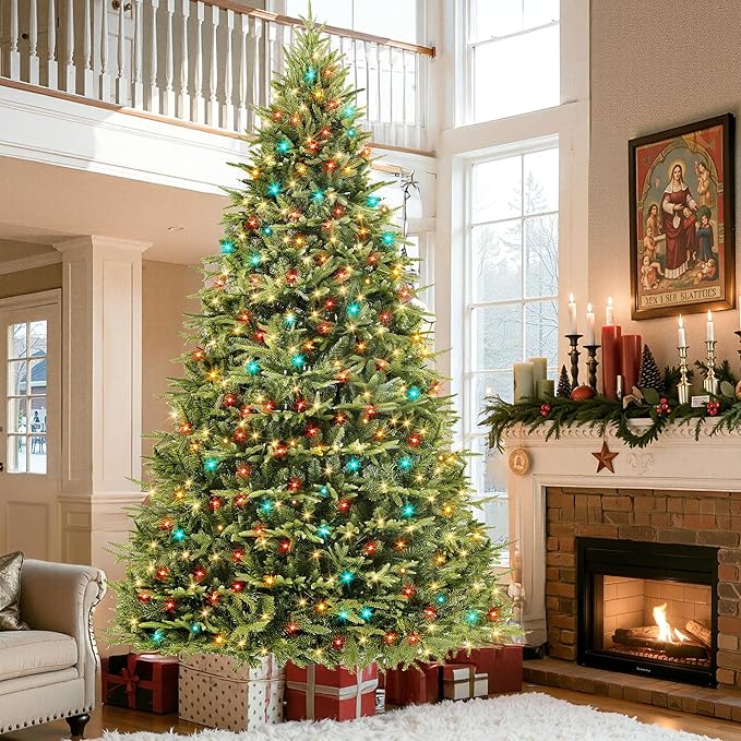 HOLLO STAR 12 ft Prelit Christmas Tree with 1800 LED Lights, App Control, Aspen Artificial Christmas Tree, Multi-Color RGBW Lights, 8334 PE & PVC Branch Tips, for Home, Party