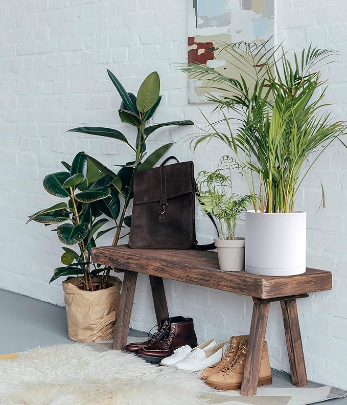 D'vine Dev 8 Inch Plastic Planter Pots for Plant Pot with Drainage Hole and Seamless Saucers, White Color, 74-X-A-1