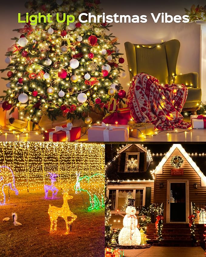Super Long 500 LED 178FT Christmas Lights, Bright Bubble Led Christmas Tree Lights w/ 8 Modes & Memory, 2024 Upgraded Twinkle LED String Lights for Indoor Outdoor Xmas Party Decorations, Warm White
