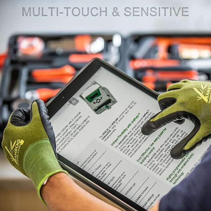 COOLJOB 2 Pairs Gardening Working Gloves for Men and Women, Touchscreen, Grippy Nitrile Rubber Coated for Garden Yard, Green/Black, XX-Large Size (XXL)