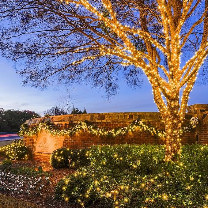 Weillsnow 328 FT 1000 LED Christmas String Lights with Remote & Timer, 8 Lighting Modes Twinkle Lights, Waterproof Fairy Lights For Outdoor Bedroom Backyard Tree Wall Christmas Decoration (Warm White)