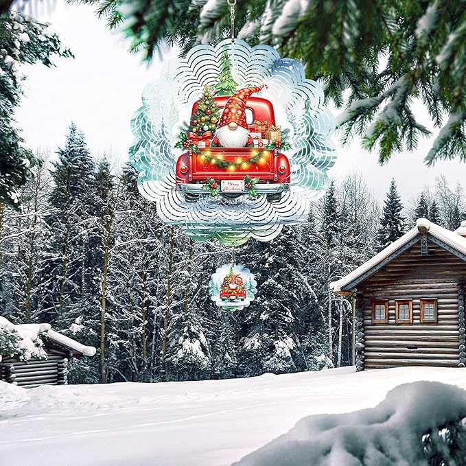 Wind Sculptures 3D Stainless Steel Christmas Decoration Garden Decoration Indoor Outdoor Hanging Ornament Worth Gift 12inch Santa Claus Metal Wind Sculptures