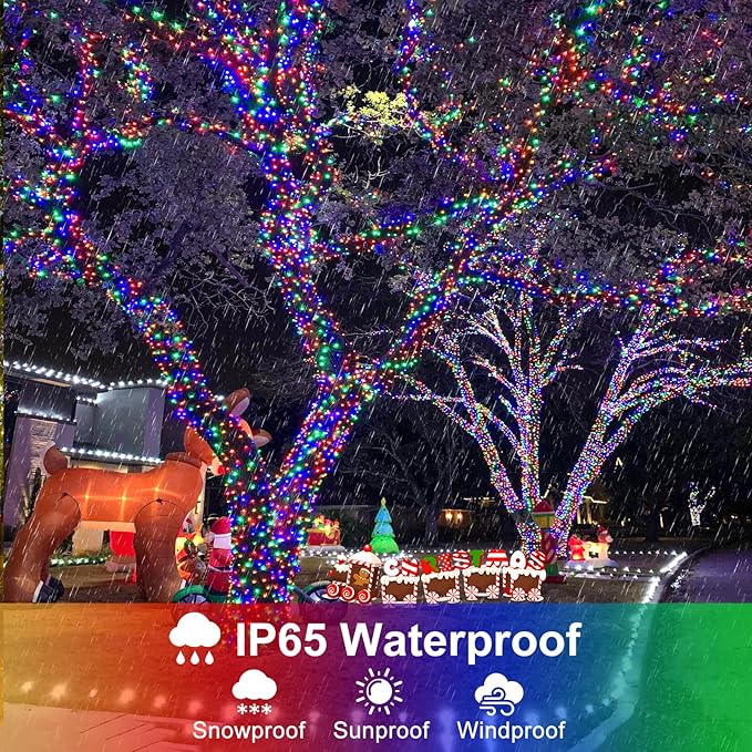 800 LED Christmas Tree Lights, 262FT String Lights for Outdoor Indoor, Waterproof 8 Modes Plug in Christmas Decorations Green Wire for House Patio Party Holiday Decorations, Multicolor