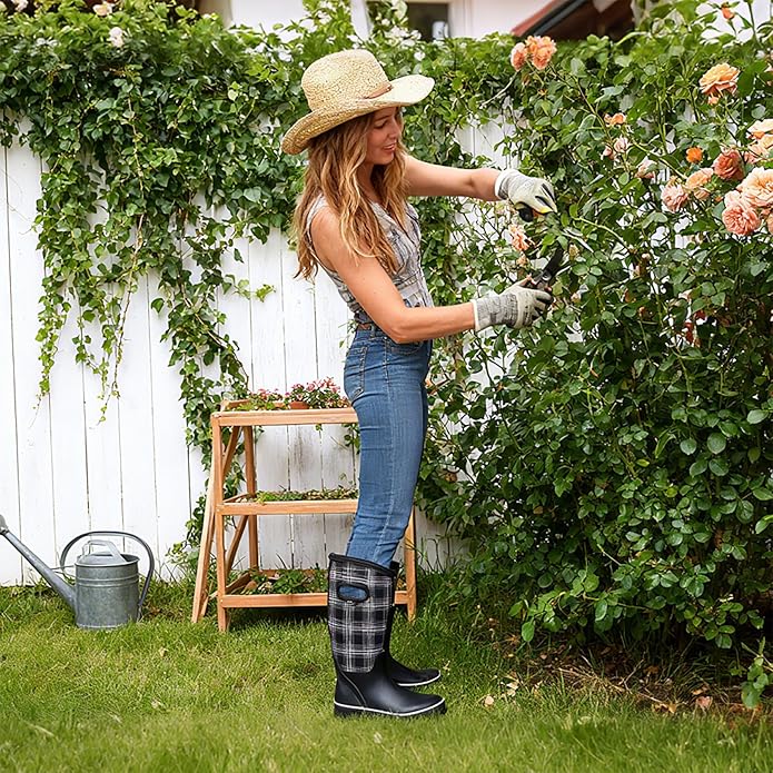 WTW Mid Calf Rain Boots for Women - Waterproof Insulated Neoprene Mud Boots Outdoor Hunting Garden Boots