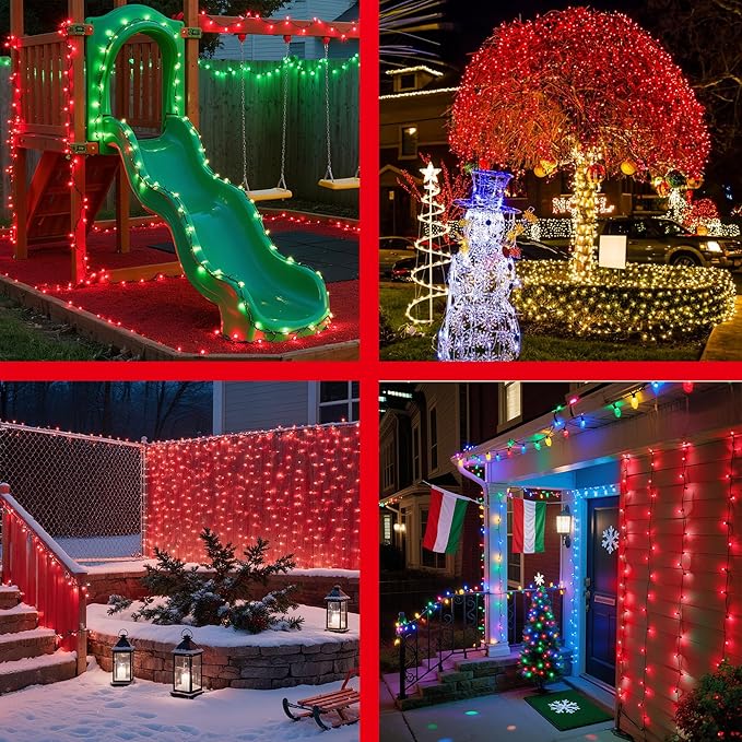 350LED Christmas Lights Indoor Outdoor, 90ft 12 Modes Red LED String Lights with Timer Dimmable, Waterproof Christmas Tree Lights for Xmas Patio Bedroom Yard Fence Balcony Garden Party Decor Red