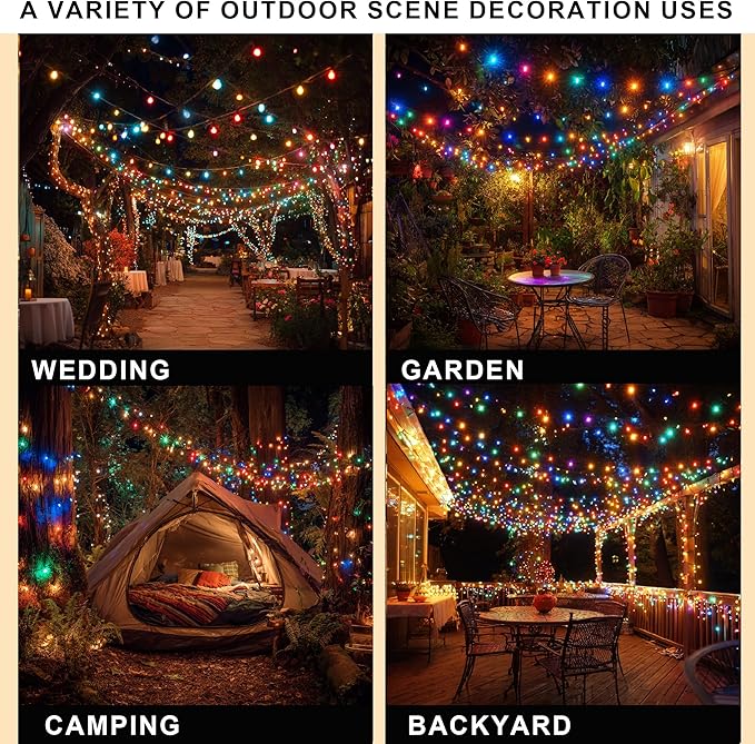 Dazzle Bright Christmas String Lights, 600 LED 196 FT Waterproof Green Wire String Lights with 8 Lighting Modes Timer, Christmas Decoration Outdoor for Party Yard Garden Xmas Tree Decor, Multi-colored