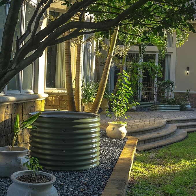 Vego garden 32" Tall 42" Round Raised Garden Bed Raised Bed Planter Box for Vegetables Flowers Patio-British Green