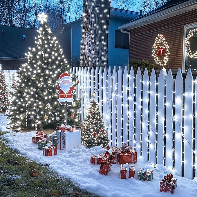 JMEXSUSS 250 LED White Christmas Lights Outdoor, 91.5ft Extendable White String Lights Indoor with 8 Modes for Room Tree Garden Patio Wedding Party Christmas Decorations