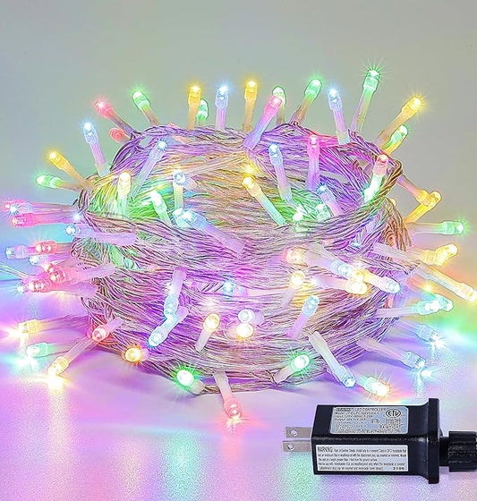 98FT 200 LEDs String Lights Waterproof Fairy Lights 8 Modes with Memory 30V UL Certified Power Supply for Home, Garden, Wedding, Party, Christmas Decoration Indoor Outdoor (Multicolor)
