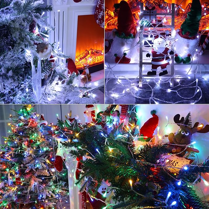 Color Changing Christmas Lights, 75ft 200 LED White & Multicolor Christmas String Lights with Remote, 11 Modes Fairy Twinkle Light Waterproof for Party Garden Wedings Holiday Xmas Tree Decorations