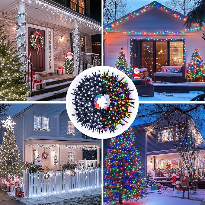 JMEXSUSS Color Changing Christmas Lights, 66ft 200 LED White & Multicolor String Lights Outdoor Waterproof with Timer Remote, Connectable Christmas Tree Lights Plug in for Indoor Xmas Decor