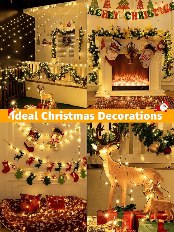 300 LED 98 FT Christmas Lights, Waterproof Outdoor String Lights with Remote and Timer, Christmas Tree Lights with 8 Modes Dimmable, Fairy Lights for Holiday Decor (Warm White)