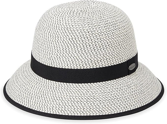 Wallaroo Petite Darby Hat (Small, Ivory/Black) – Women’s UPF 50+ Cloche Style | 2¾-Inch Brim | Packable Adjustable | Perfect for Outtings, Travel, & Daily Walks