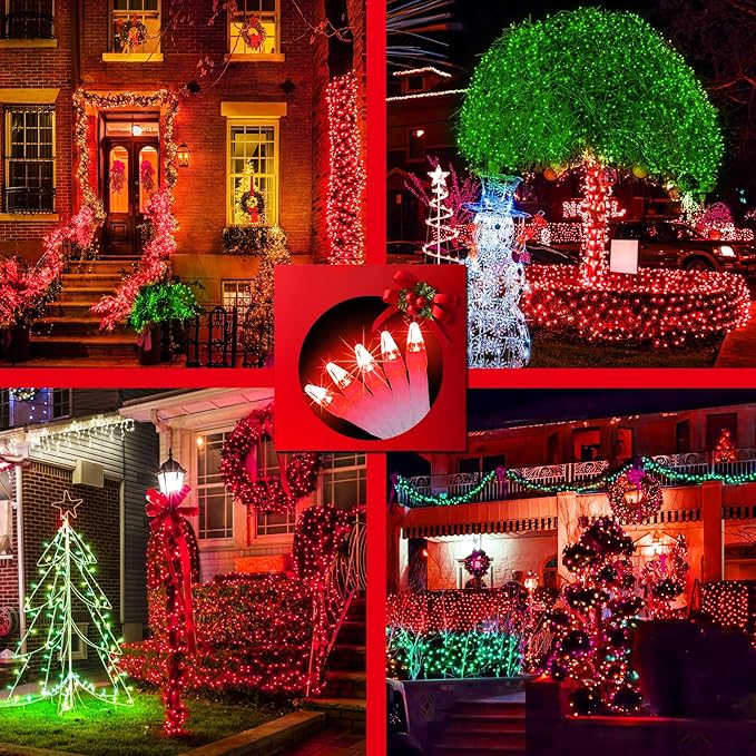 750 LED Christmas Lights Outdoor Use, 246ft 8 Lighting Modes Fairy Lights for Outside, Christmas Tree Lights Outdoor IP44 Waterproof for Xmas Patio Yard Fence Deck Balcony Garden Decor Red
