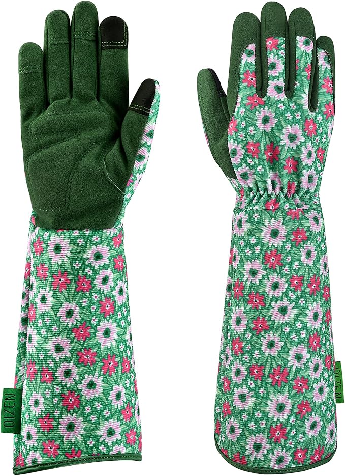 Gardening Gloves for Women,1 Pair of OIZEN Long Sleeve Thorn Proof Garden Gloves for yard, Gardening Gifts for Women (Medium)