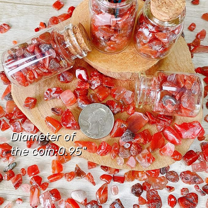 Red Carnelian Crystal Polished Rocks 0.3-0.4" Tumbled Reddish Brown Agate Stones Chips Quartz Stone Crushed Healing Crystals Natural Gem Home Decoration Aquarium Plants Vase Filler Ornament 0.6lbs