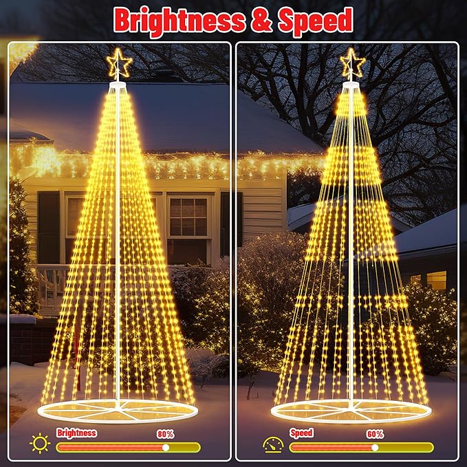 20FT Outdoor Christmas Tree - Smart Christmas Tree Outdoor Lighted Decoration, X-mas Star Tree Bluetooth App Control Color Changing DIY X-mas Tree Light for Yard & Garden