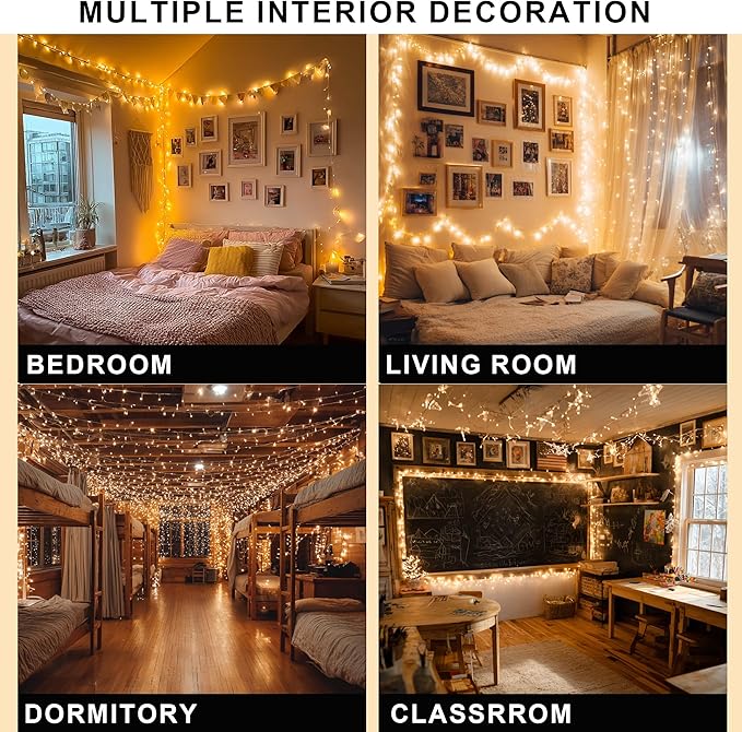 Dazzle Bright Christmas String Lights, 600 LED 196 FT Waterproof Green Wire String Lights with 8 Lighting Modes Timer, Christmas Decorations Outdoor for Party Yard Garden Xmas Tree Decor, Warm White