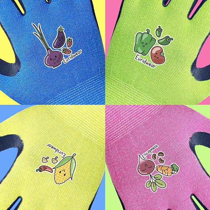 Evridwear Kids Gardening Gloves for Boys Girls Outdoor Yard Work,Planting (3-12 years)