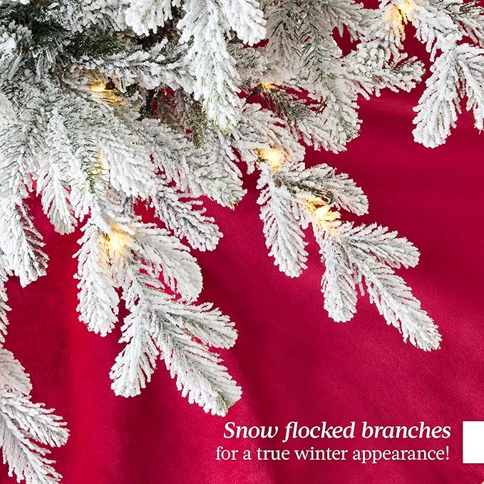 Best Choice Products Lighted Aspen Christmas Tree, 9ft Flocked Artifical Noble Fir, Pre-Lit White & Multicolored LED Lights Premium Holiday Décor - Green