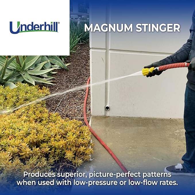 Underhill Magnum Stinger All Pressure Garden Hose Nozzle Heavy Duty Fireman Style, 11 GPM 30-100 PSI, 3/4-Inch Thread Inlet, Jet Soak Fan, NG400