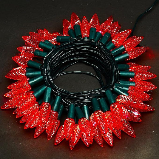 WBao C6 60 LED 20ft Battery Operated Christmas String Lights with 8 Modes, Timer, Waterproof Design for Indoor Outdoor Christmas Trees, Fence, Stairs Xmas Decorations, Red