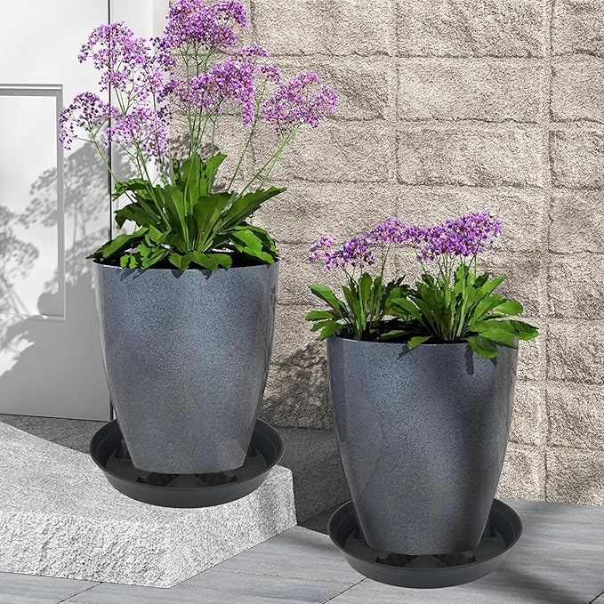 2 Pack Plant Saucer 17 inch 2 Pack, Raised Middle Plant Trays for Pots, Large Plastic Plant Saucers for Indoors, Water Tray for Plants,Drip Trays Plant Stand Water Catcher Tray, Pot Saucers for Plants