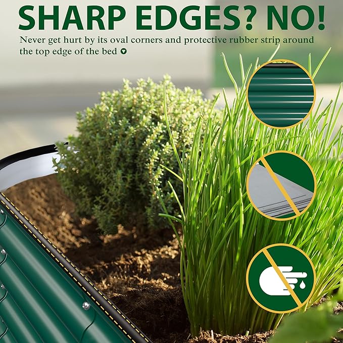 MUPATER 17" H Galvanized Raised Garden Bed, 8x2FT Raised Garden Bed Outdoor for Vegetables, Raised Garden Bed Kit, 9-in-1 Metal Planter Boxes Outdoor for Plants Flowers, Green