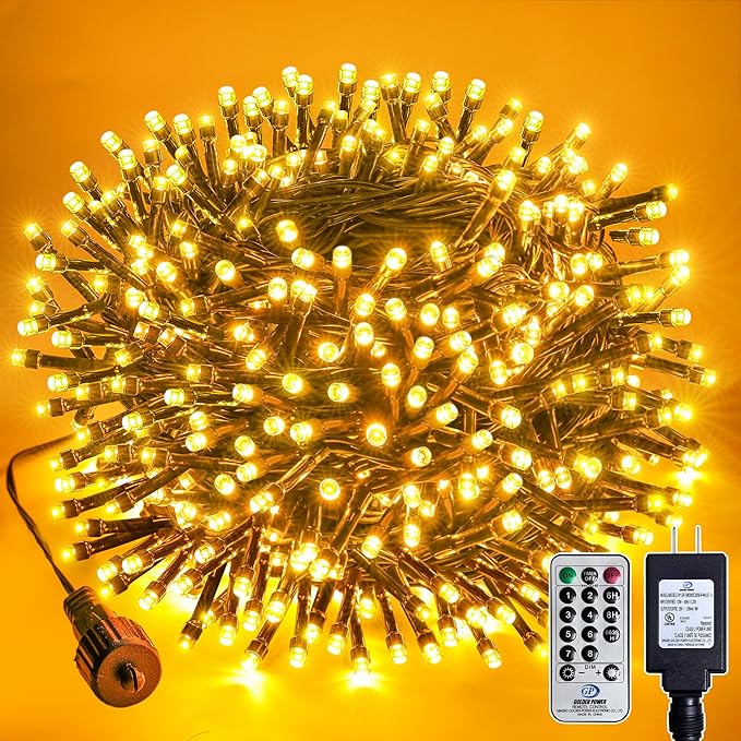 Christmas Lights Indoor Outdoor Waterproof, 132FT 400 LED 8 Modes Warm Light String Lights for House Decorations, Ideal for Christmas Trees, Wedding, and Party