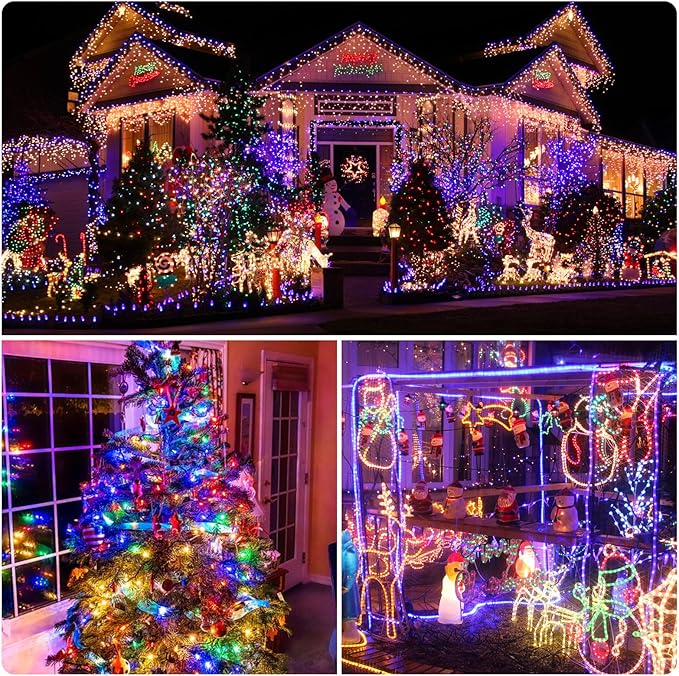 XTF2015 262FT 800 LED Christmas String Lights, Christmas Lights Plug 8 Modes Memory Function with Timer, UL Certified Outdoor Indoor Fairy Light Christmas Tree, Patio, Party (Multicolor)