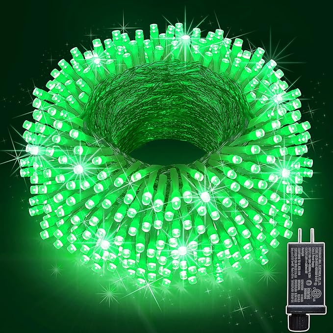 KNONEW 197FT 500 LED Christmas Lights Outdoor String Lights 8 Modes & Memory Fairy Light Plug in Waterproof LED String Lights for Xmas Yard Tree Wedding Party Holiday Decorations (Green)