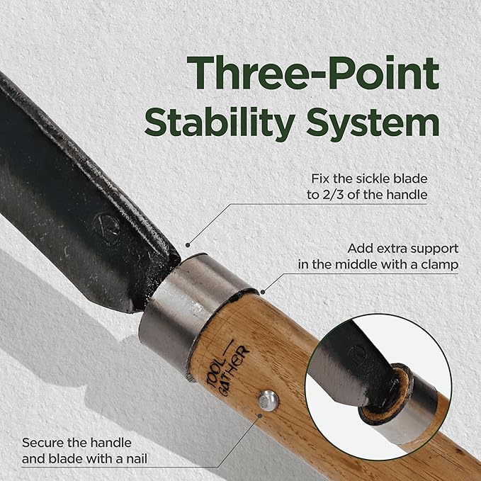 Josun Sickle - Hand-Forged Handmade Korean Weeding and Brush Clearing Tool with Razor-Sharp Blade and Chestnut Wood Handle