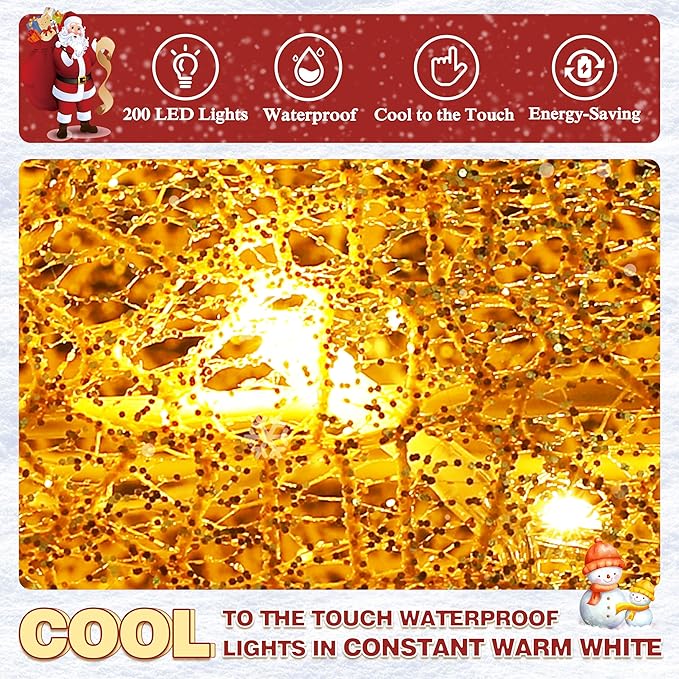 MUPATER Outdoor Christmas Decoration Lighted Deer Family Set Indoor, Christmas Holiday Yard Decor 3-Piece Set for Lawn and Home Party with Lights, Ground Stakes and Zip Ties, Gold