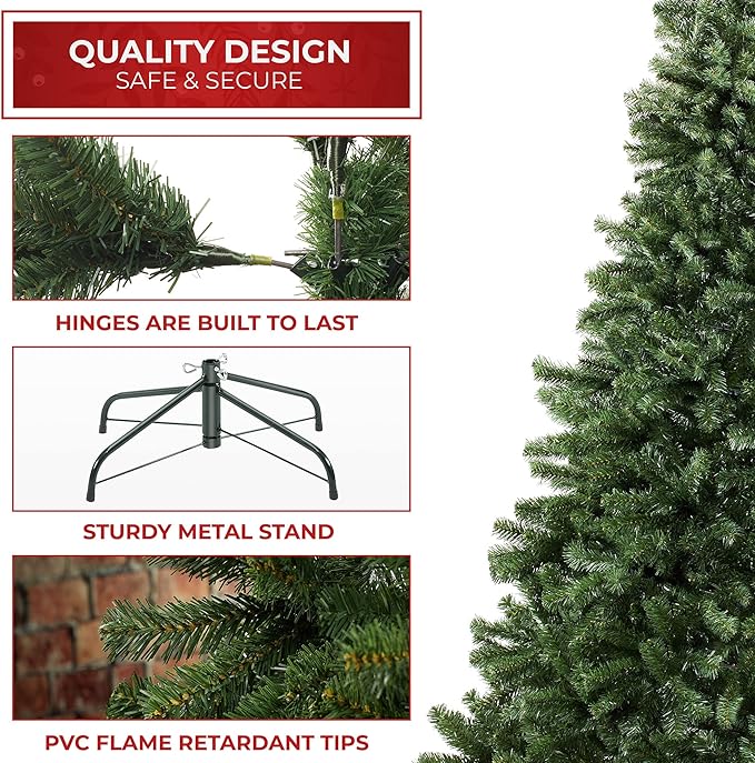 Casafield 9FT Realistic Green Spruce Artificial Holiday Christmas Tree with Sturdy Metal Stand