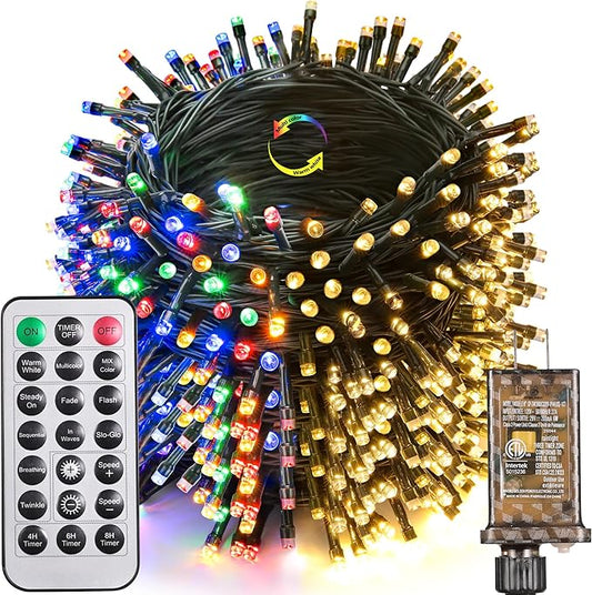 Joomer Color Changing Christmas Lights, 262FT 800 LED String Lights with Remote Timer Dimmable Fairy String Outdoor Waterproof for Christmas Decoration (Warm White to Multicolor)