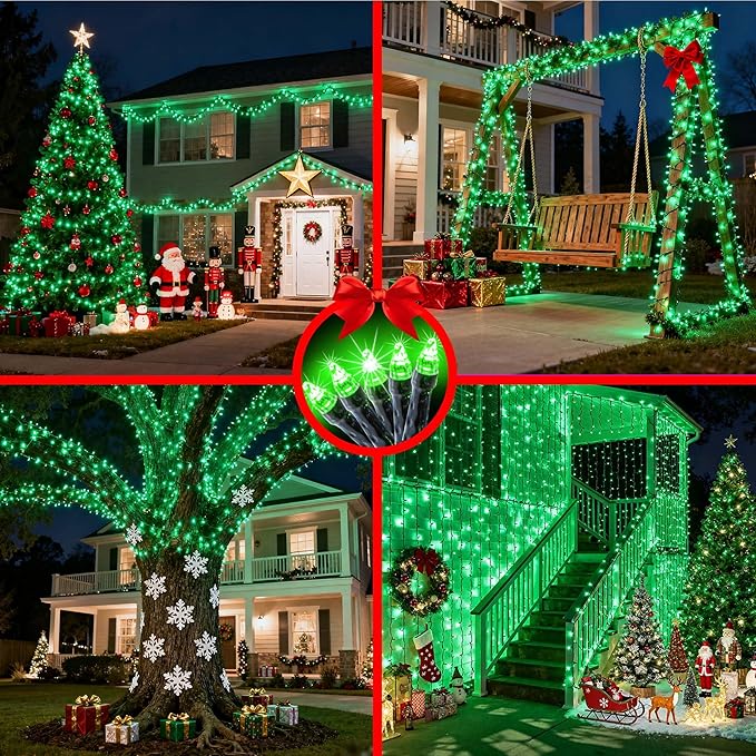 750 LED 240FT Christmas String Lights Outdoor, 12 Pro Modes and Timer Memory & Brightness, Plug in Outdoor Waterproof Clear Wire Twinkle Light for for Xmas Yard Tree Wedding Party Decor (Green)