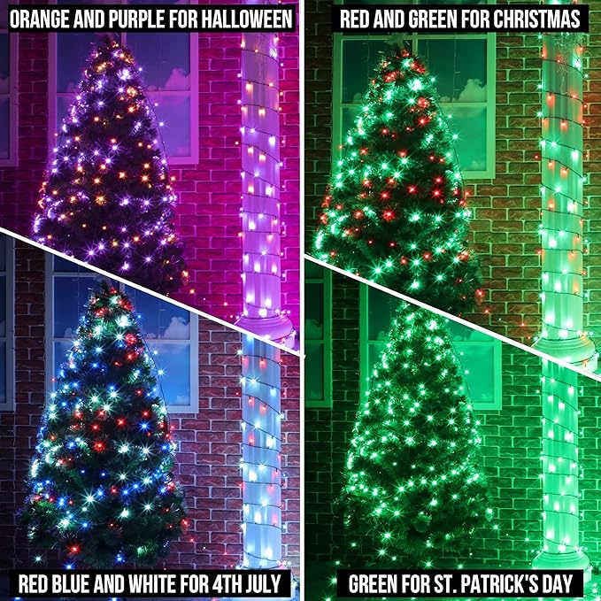 164 FT 500 LED Christmas String Lights, Waterproof RGB String Lights with Remote Control& Timer Function, 24 Colors Changing Fairy Lights for Indoor Outdoor Room Wall Christmas Tree Party Decoration