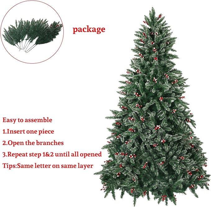 7ft Artificial Snow Flocked Christmas Pine Tree Holiday Faux-Pine Xmas Tree Decoration with 1390 Tips