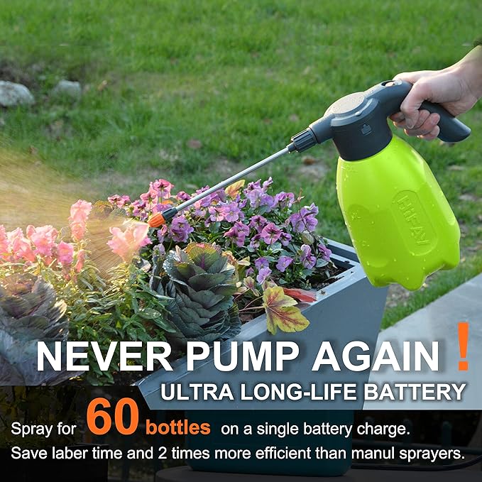 ES2-PRO Electric Spray Bottle 2L/0.5Gallon, Rechargeable Battery Powered Sprayer Spray 60 Bottles On a Single Charge, Automatic Plant Mister，Pump Sprayer,Indoor Watering Can for Plants