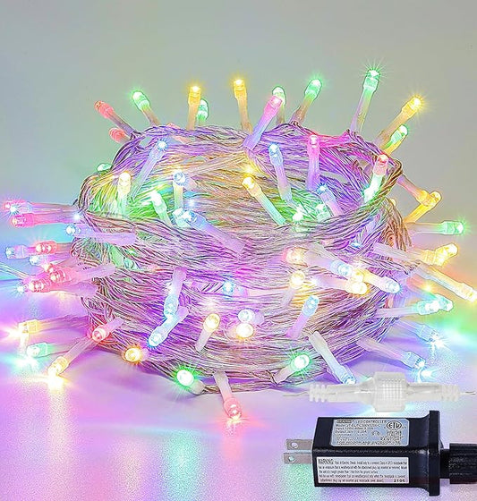33FT 100 LEDs String Lights Waterproof Fairy Lights 8 Modes with Memory 30V UL Certified Power Supply for Home, Garden, Wedding, Party, Christmas Decoration Indoor Outdoor (Multicolor)