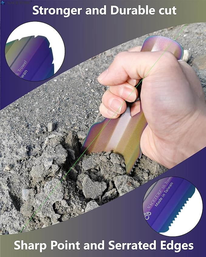 NACETURE Ultralight Backpacking Trowel Aluminum Shovel Small Potty Multitool with Longer Handle Design Essential for Hiking, Camping and Survival Bags(Black 1 Pack)