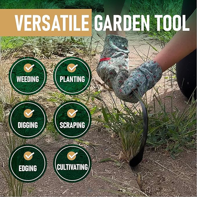 Grampa's Garden Hook - Weed Puller Tool & Gardening Hand Cultivator - Versatile Tool That Functions as a Cultivator, Hand Tiller, Weeder, & Edging Tool - Lightweight & Durable to Use