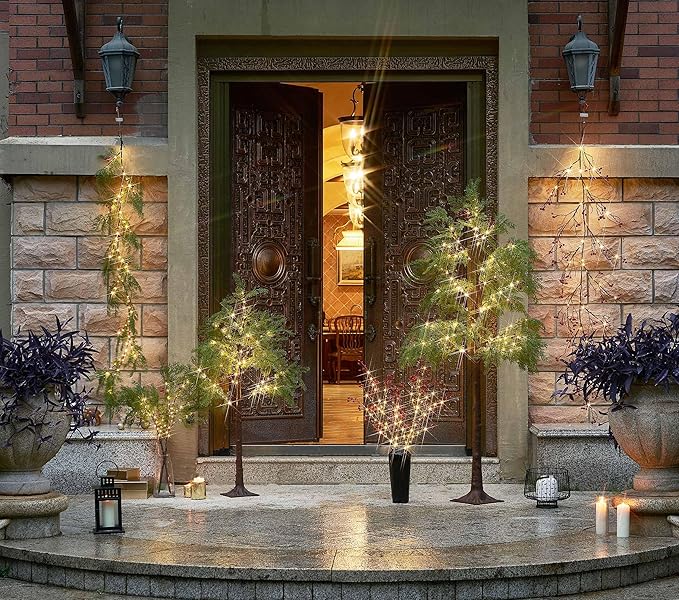 Birchlitland LED Cadar Tree 4FT 90L Warm White Fairy Lights, Lighted Trees for Indoor Outdoor Home Thanksgiving Christmas Holiday Decoration