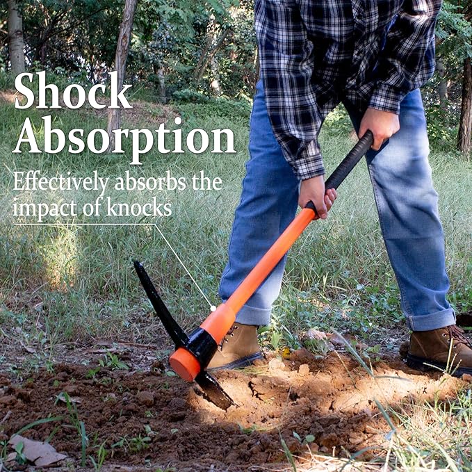 VNIMTI Pick Axe for Digging, Heavy Duty Pickaxe with Shock Absorbing Handle, 36 Inches