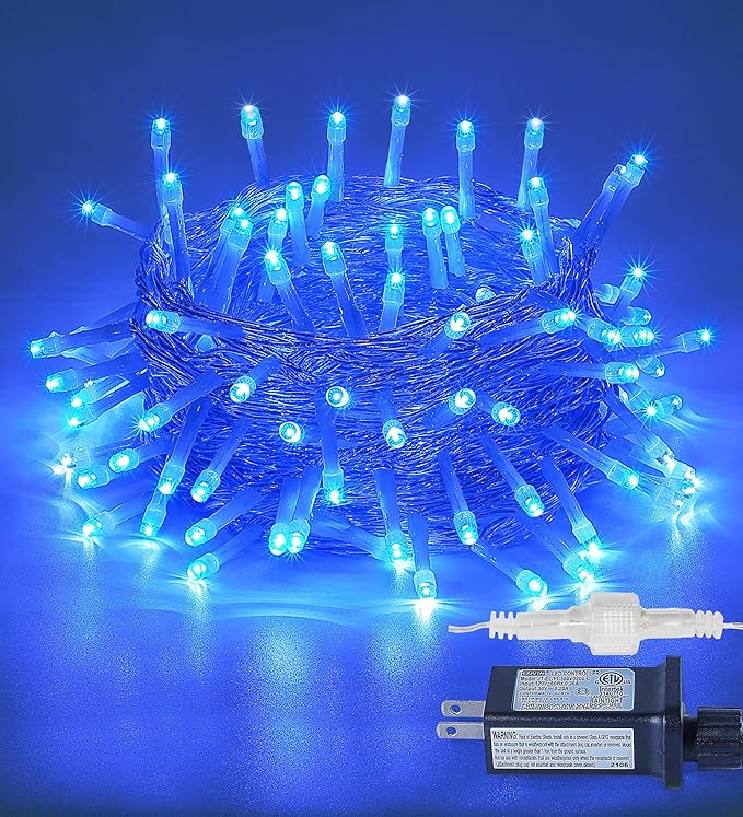 33FT 100 LEDs String Lights Waterproof Fairy Lights 8 Modes with Memory 30V UL Certified Power Supply for Home, Garden, Wedding, Party, Christmas Decoration Indoor Outdoor (Blue)