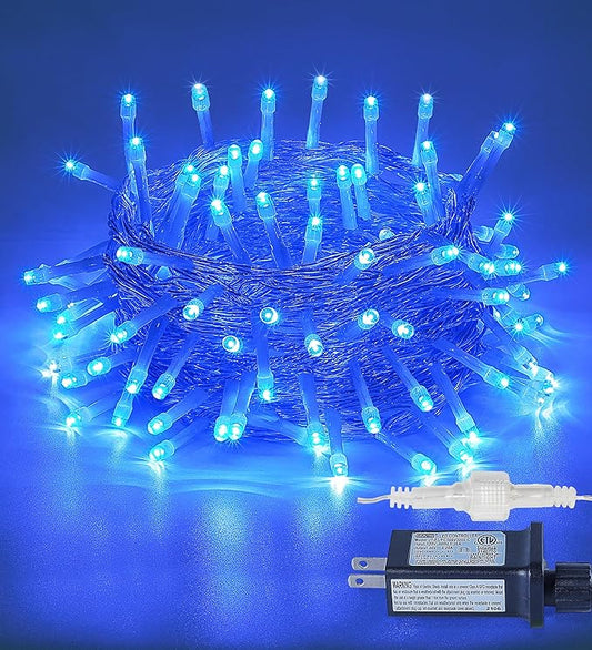 33FT 100 LEDs String Lights Waterproof Fairy Lights 8 Modes with Memory 30V UL Certified Power Supply for Home, Garden, Wedding, Party, Christmas Decoration Indoor Outdoor (Blue)