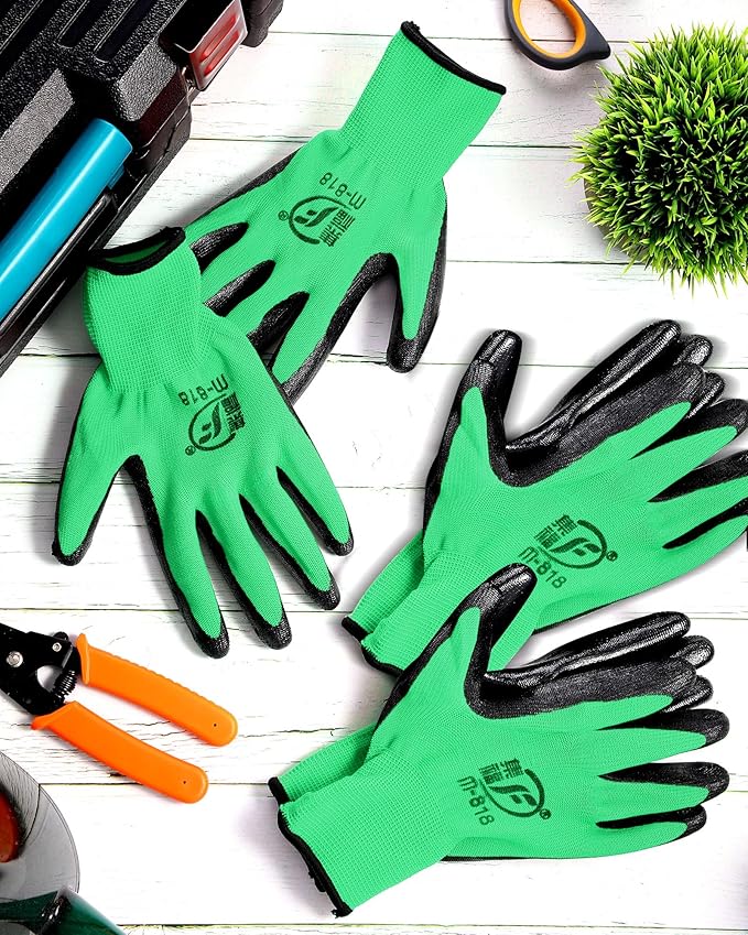 72 Pairs Gardening Work Gloves Bulk for Men Women, Rubber Coated Garden Multipack Safety Construction Glove